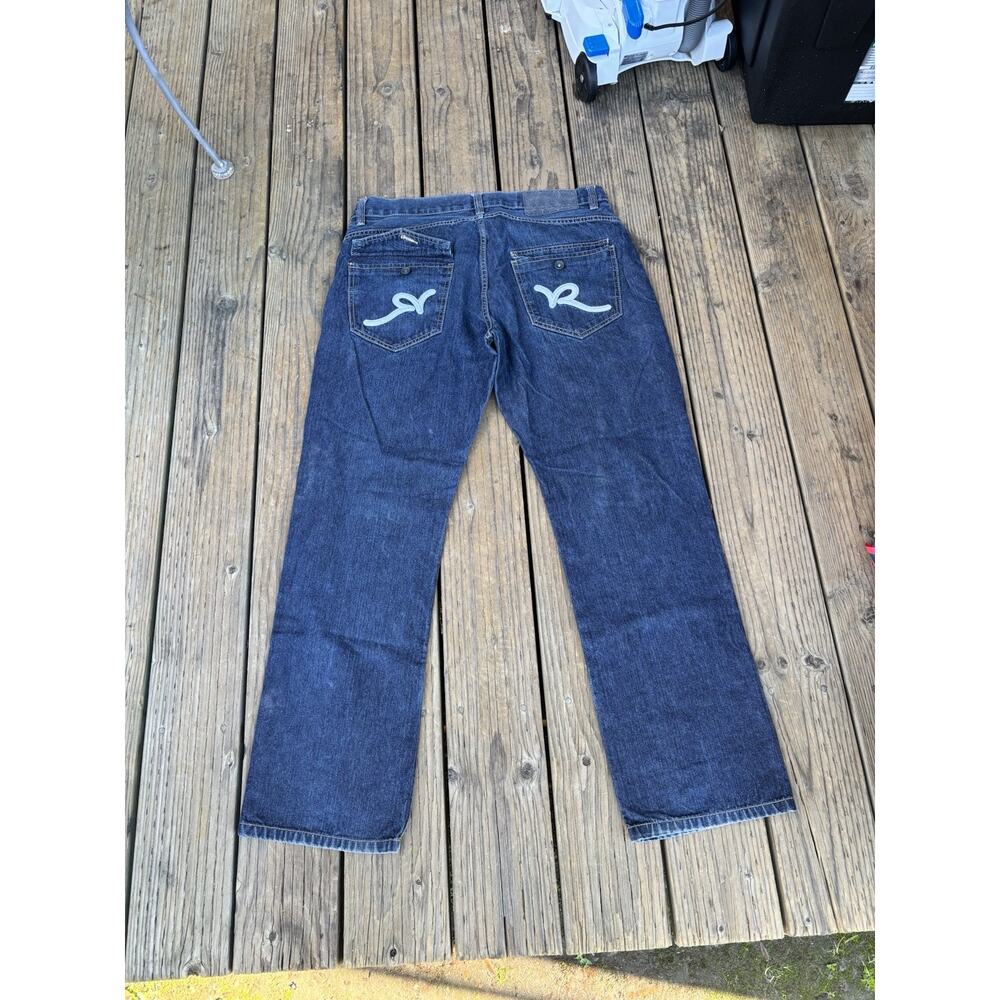 Vintage Y2K Roca Wear Jeans Men 38x34 Classic Fit Dark WashBaggy Flap Pocket